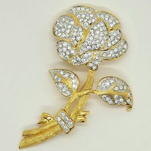 NOLAN MILLER Pave Rose Pin Brooch Glamour Collection Original Box And Paperwork